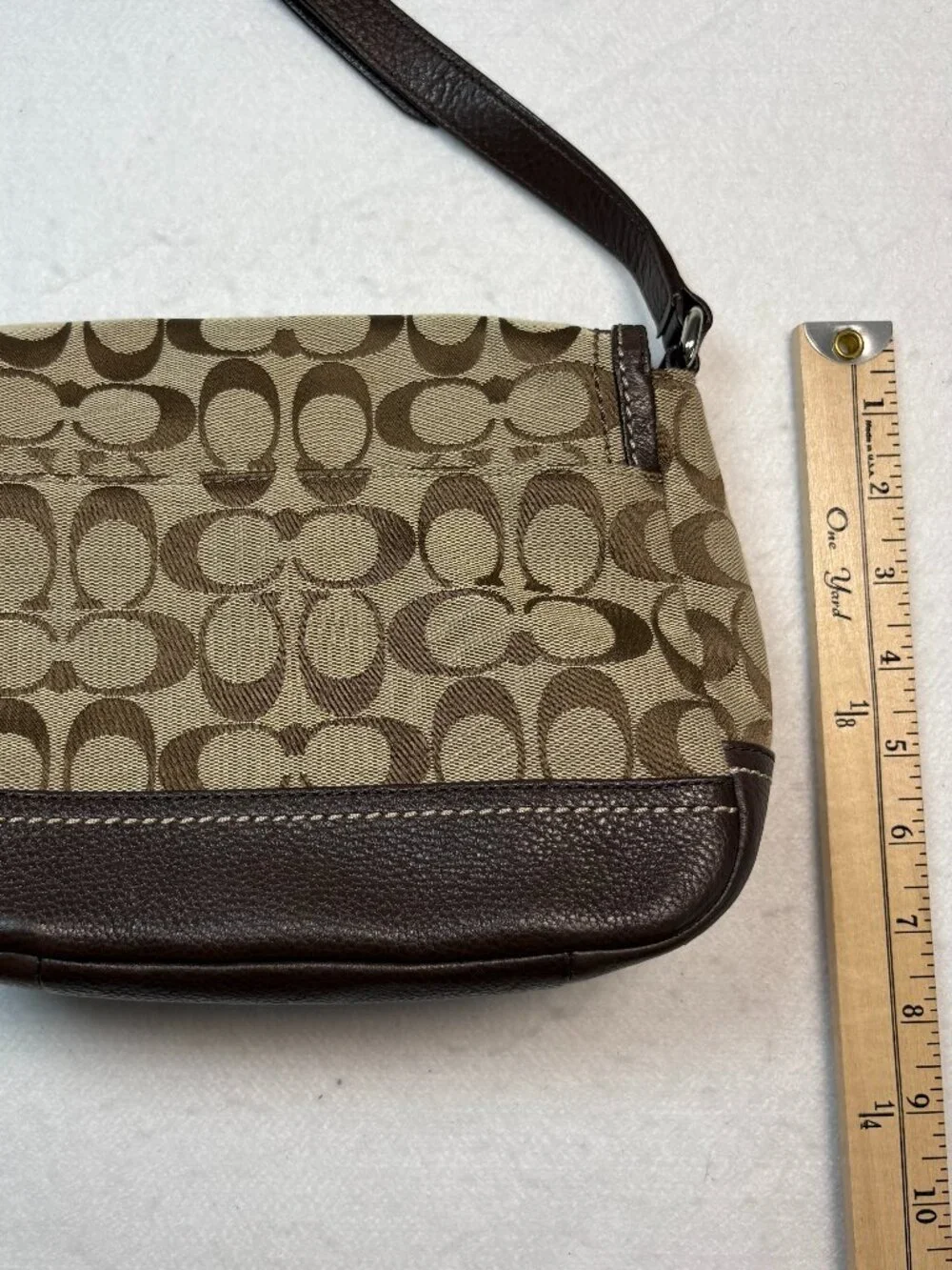 COACH Signature Jacquard Turnlock Flap Crossbody Bag Brown Boho Mini Y2K Preppy